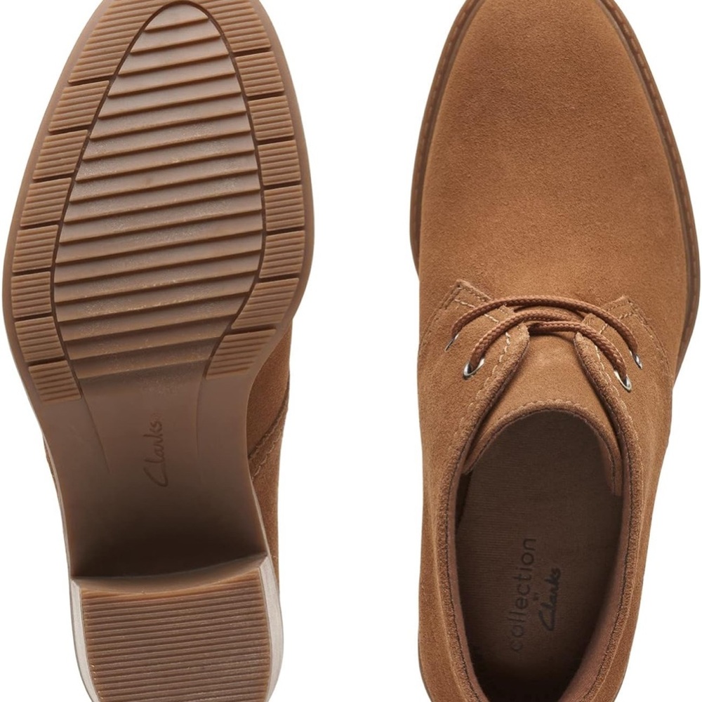 Clarks Tan Lace Up Boots with Suede Finish - Picture 4 of 4